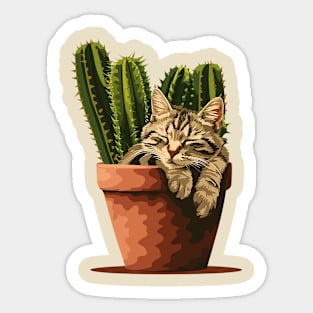 cactus and cat Sticker